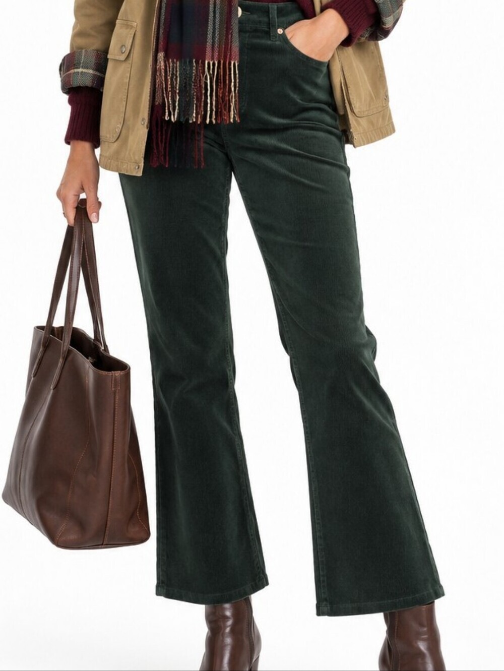J. Crew Pants Crop Flare Corduroy Hunter Green Pants NWT